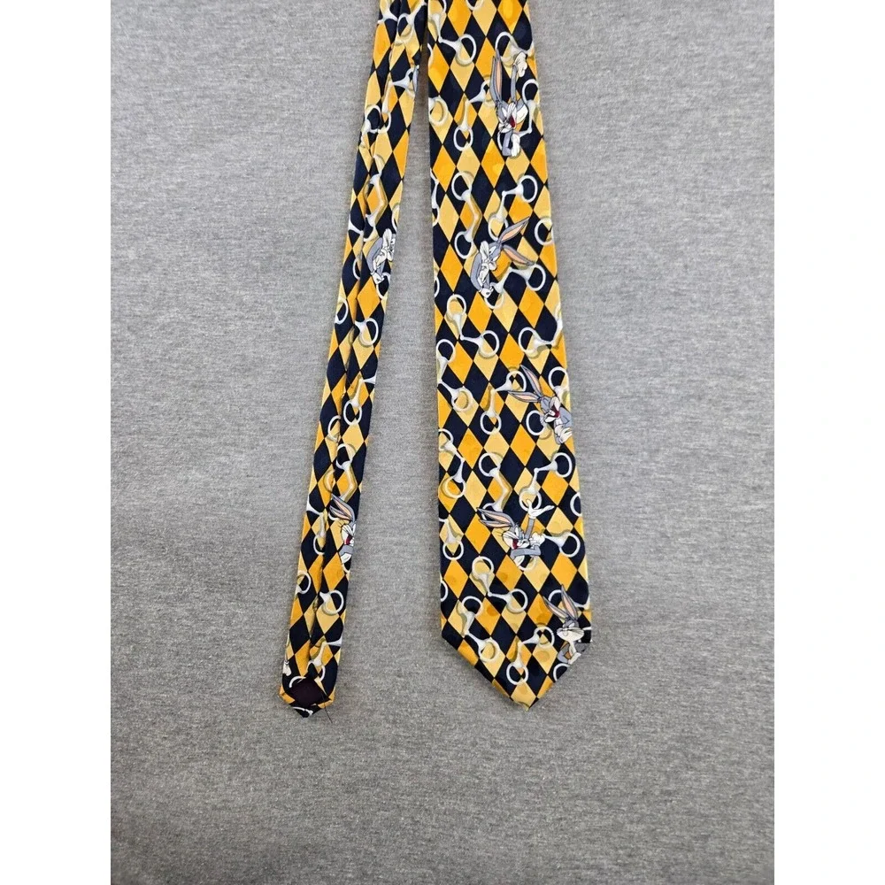 Vtg Looney Tunes Mania Bugs Bunny Geometric‎ Diamond Men's Neck Tie 1994 3.75